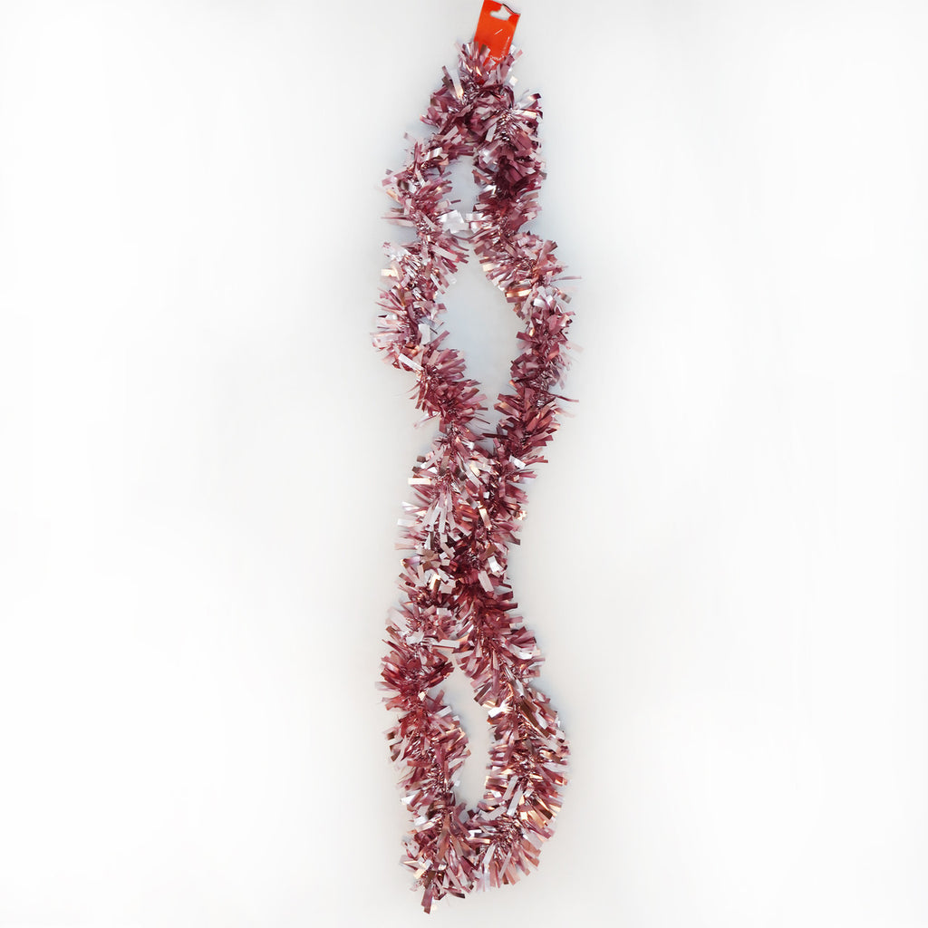 2m Christmas Wide Tinsel Garland - Baby Pink