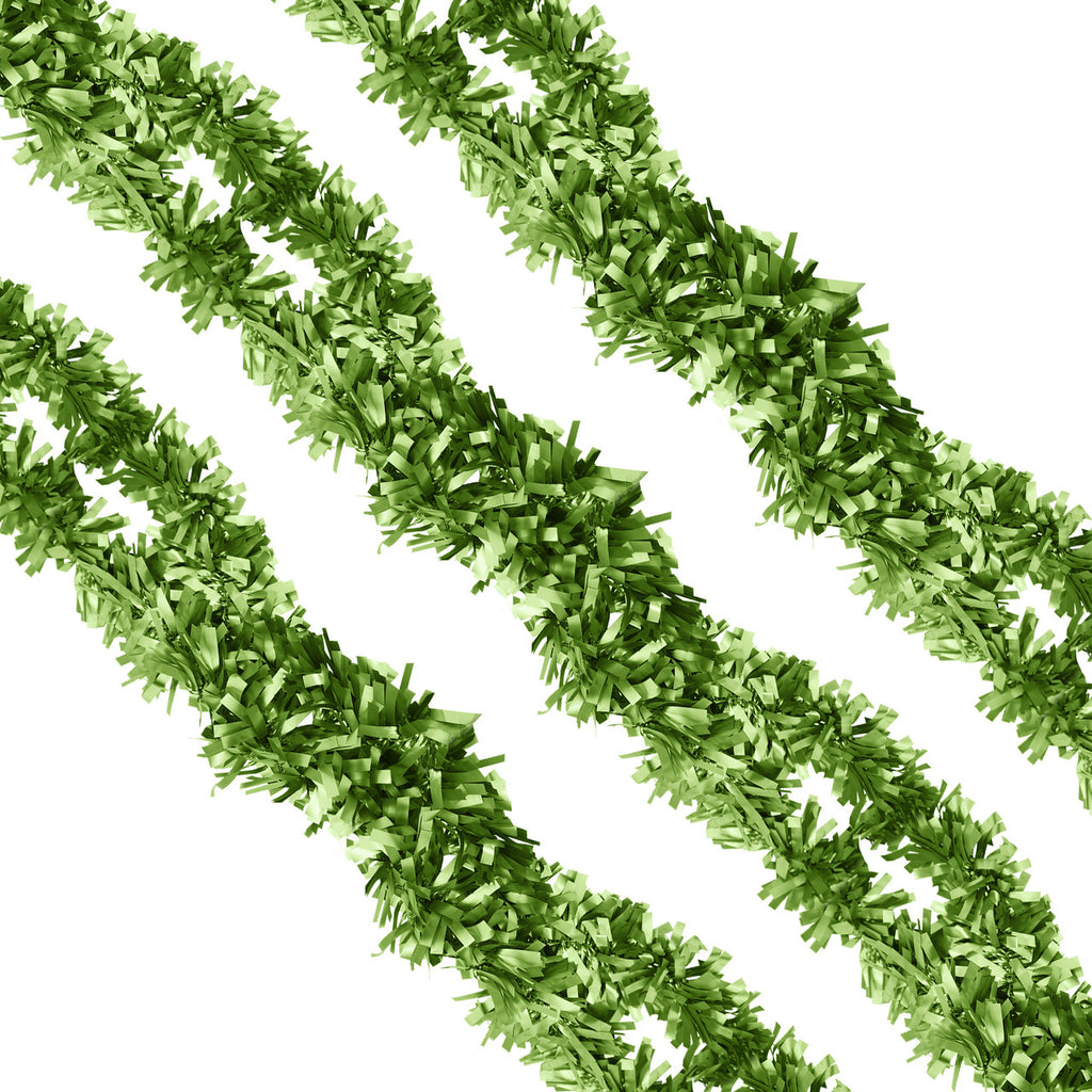 2m Christmas Wide Tinsel Garland - Apple Green