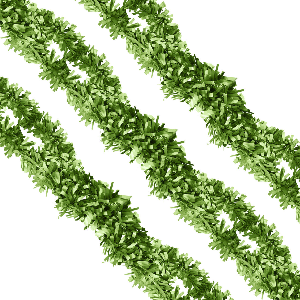 2m Christmas Wide Tinsel Garland - Apple Green