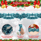 2m Christmas Wide Tinsel Garland - Baby Blue
