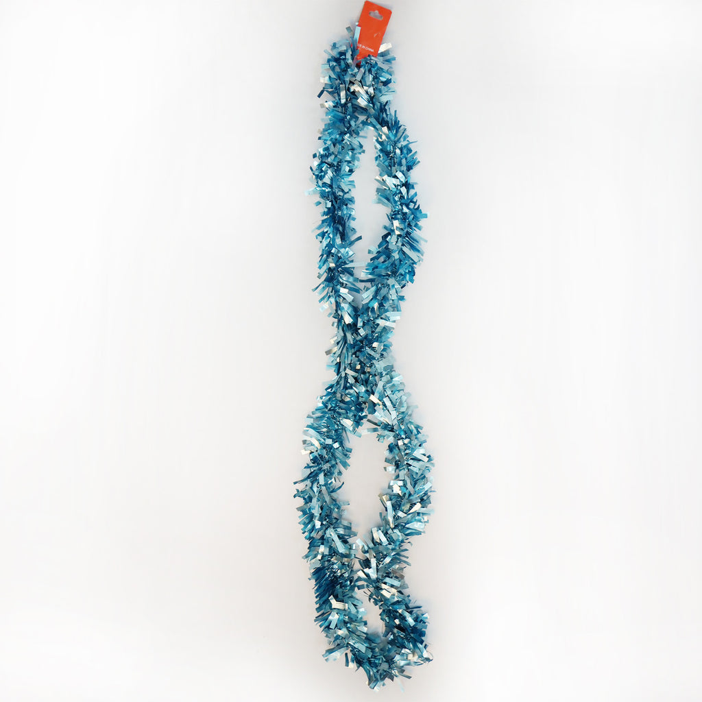 2m Christmas Wide Tinsel Garland - Baby Blue