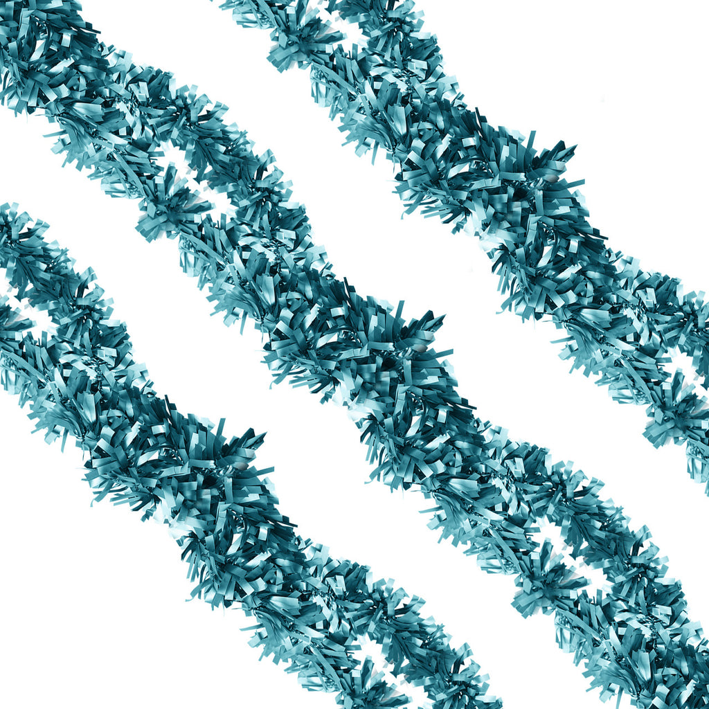 2m Christmas Wide Tinsel Garland - Baby Blue