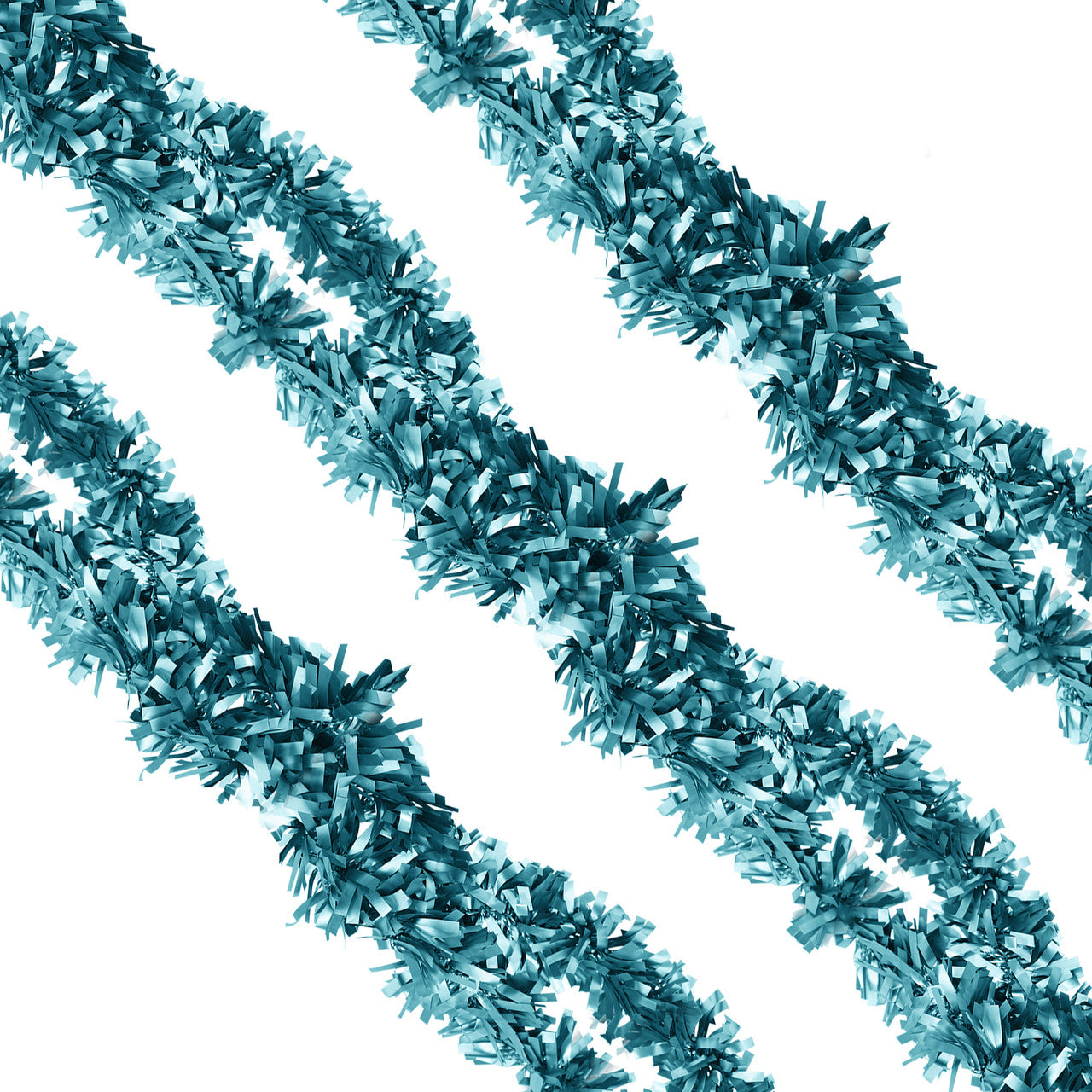 2m Christmas Wide Tinsel Garland - Baby Blue
