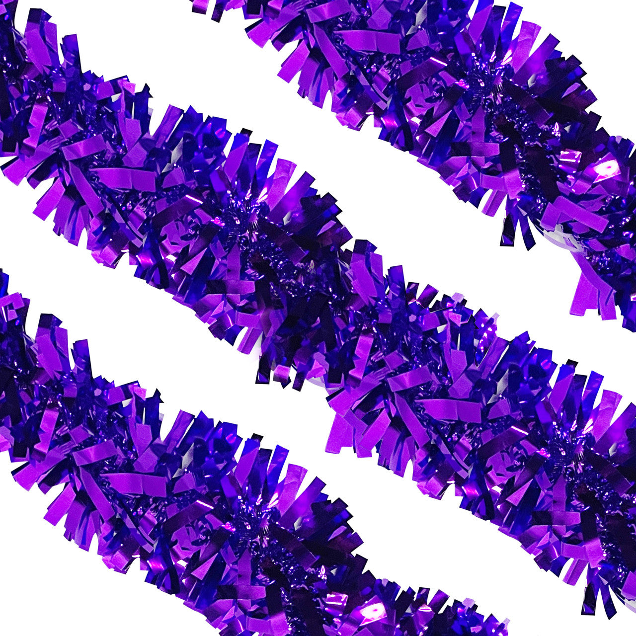 2m Christmas Wide Tinsel Garland - Dark Purple