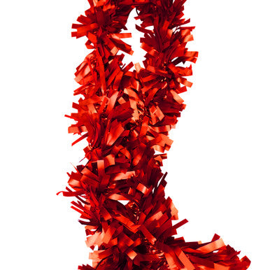 2m Christmas Wide Tinsel Garland - Red