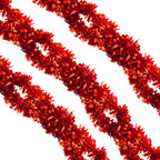 2m Christmas Wide Tinsel Garland - Red
