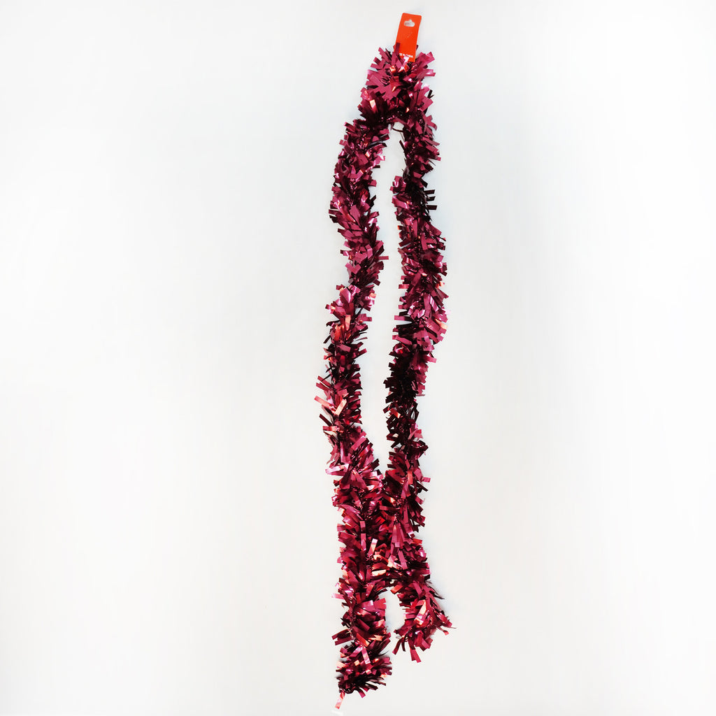2m Christmas Wide Tinsel Garland - Burgundy