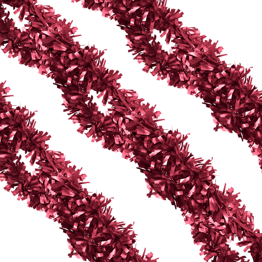 2m Christmas Wide Tinsel Garland - Burgundy