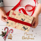 Christmas Kraft Wrapping Paper 70cm x 50cm, 9 sheets - Reindeer & Candy Cane Designs