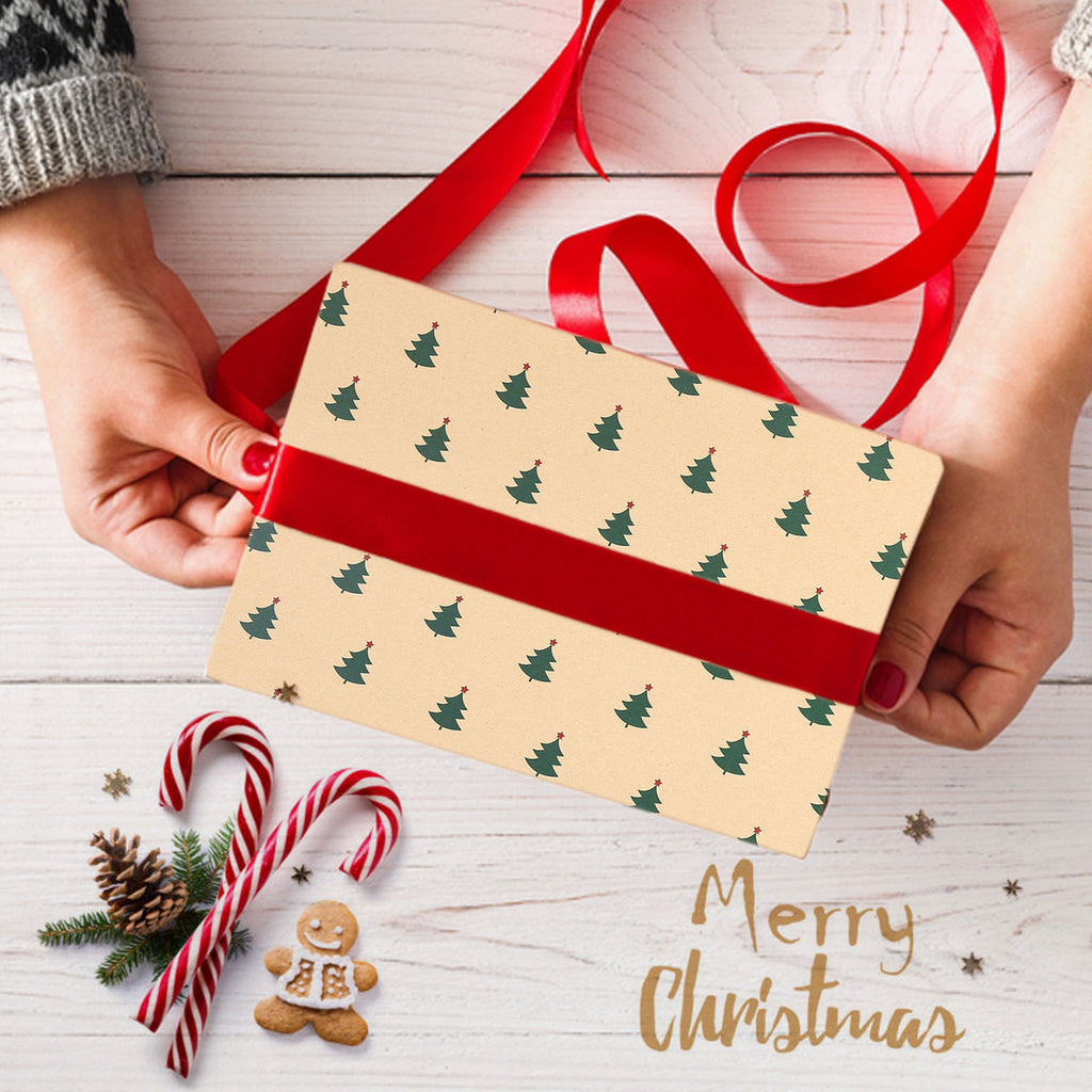 Christmas Kraft Wrapping Paper 70cm x 50cm, 9 sheets - Christmas Tree & Bauble Designs