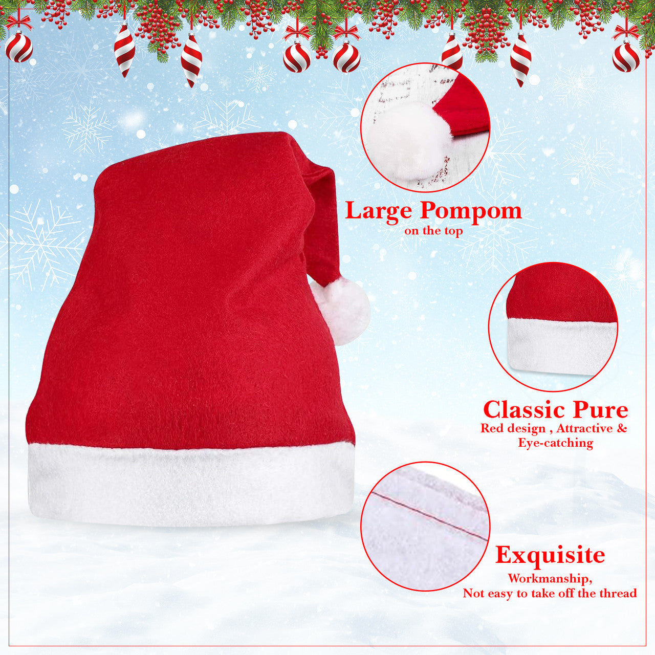 Classic Red Santa Hat for Christmas
