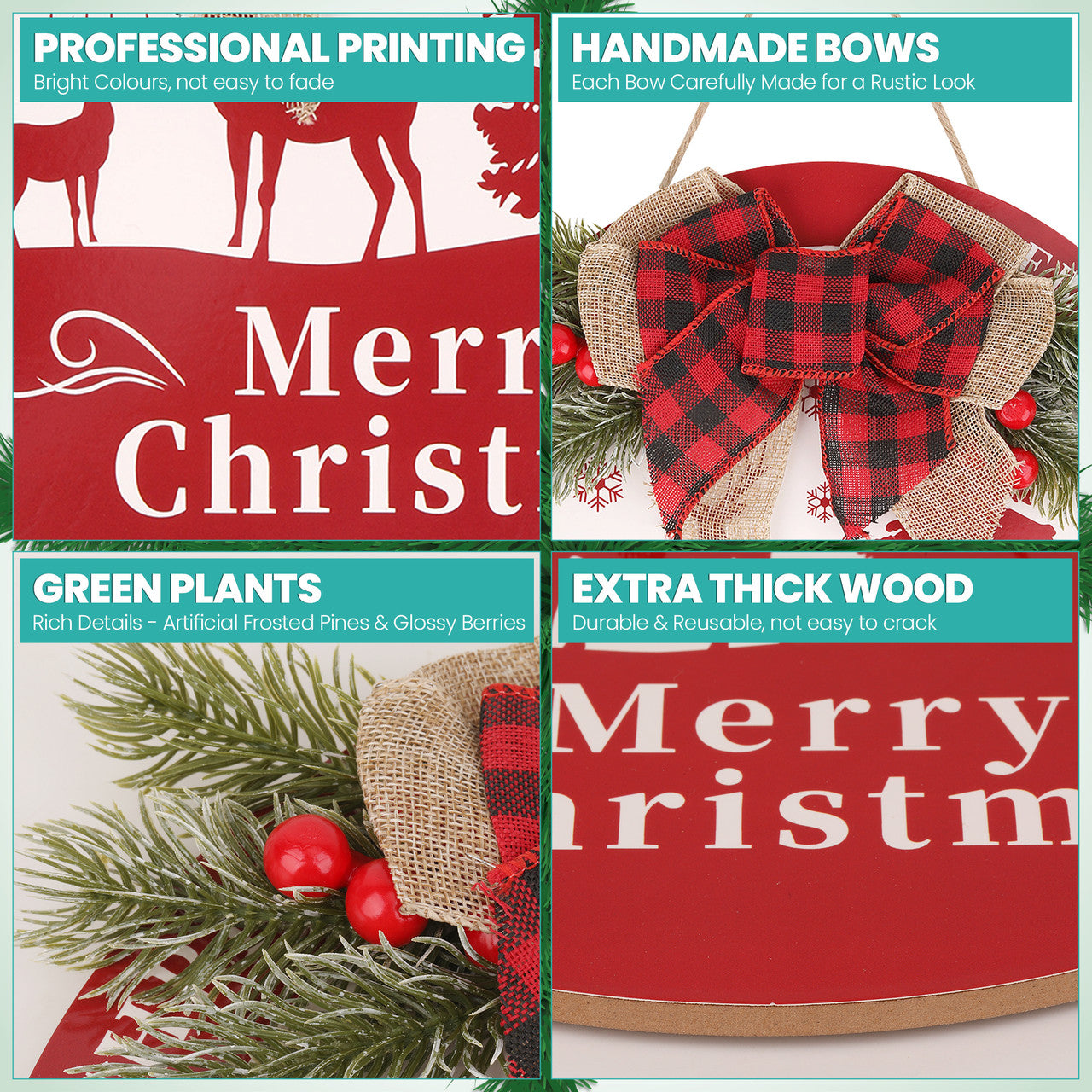 Merry Christmas Wooden Sign – Red