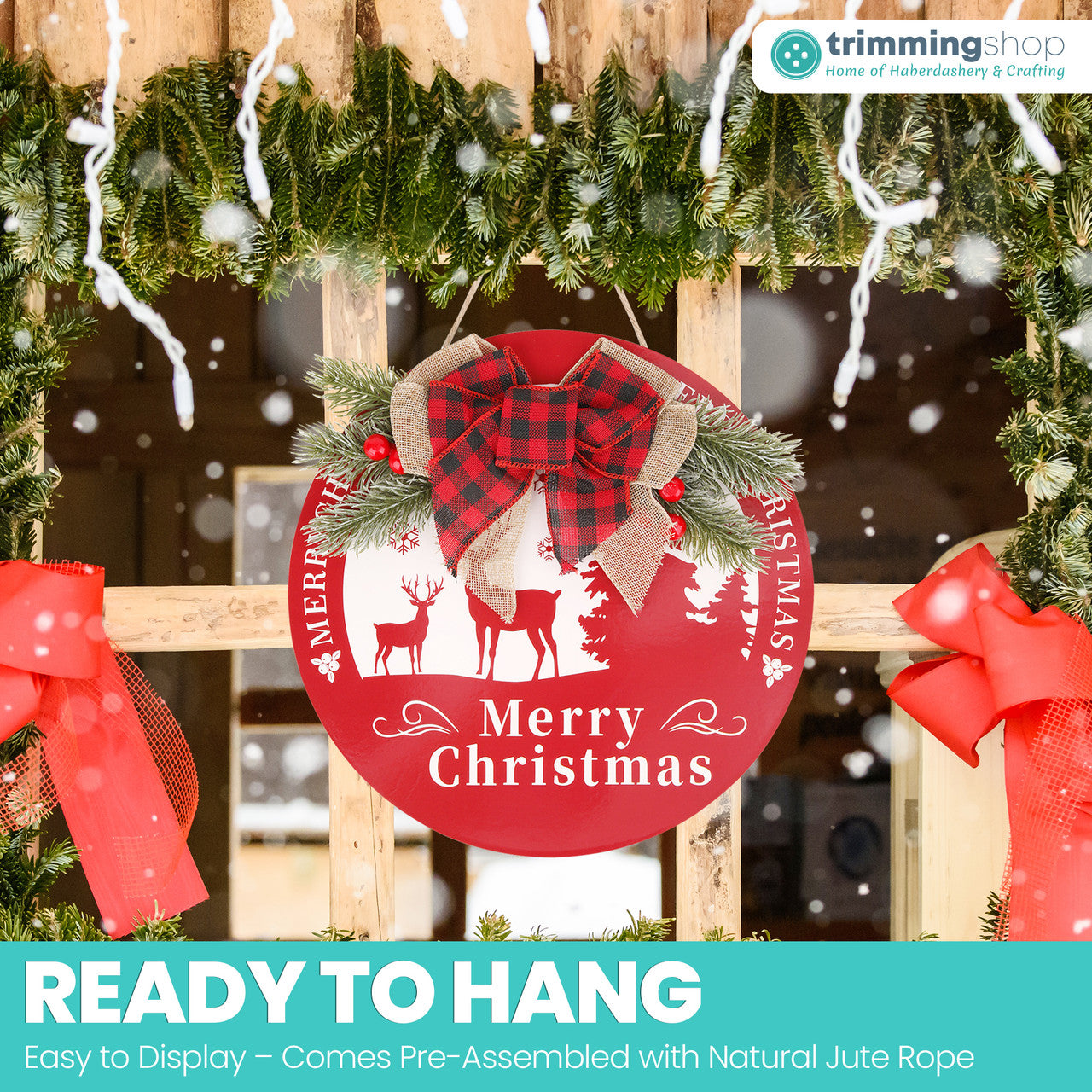 Merry Christmas Wooden Sign – Red