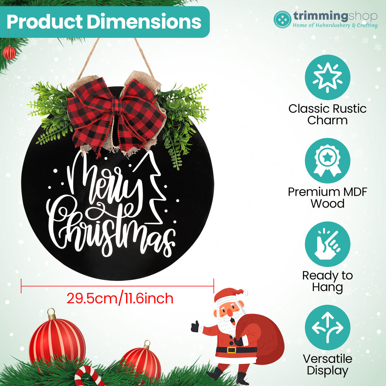Merry Christmas Wooden Sign – Black & White