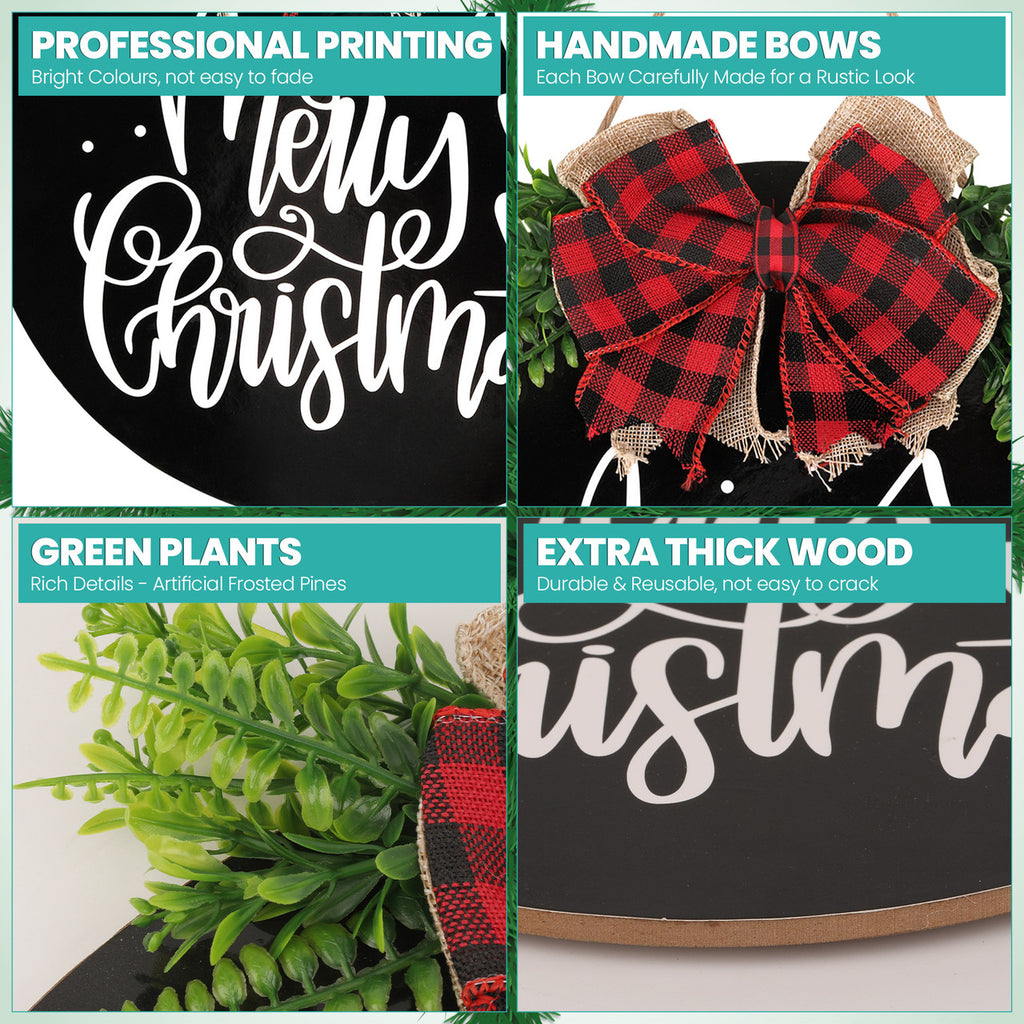 Merry Christmas Wooden Sign – Black & White