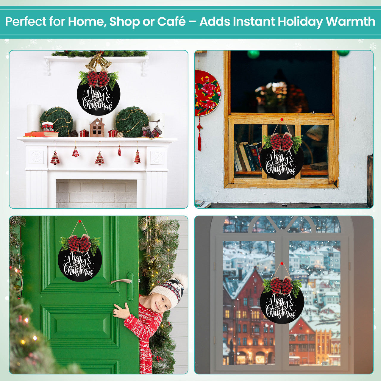 Merry Christmas Wooden Sign – Black & White