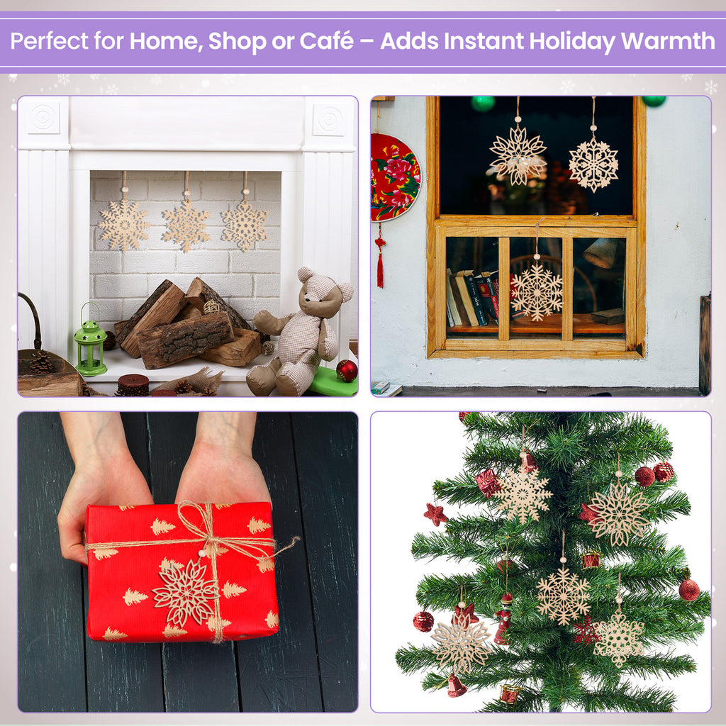 Wooden Snowflake Christmas Ornaments - 6 designs