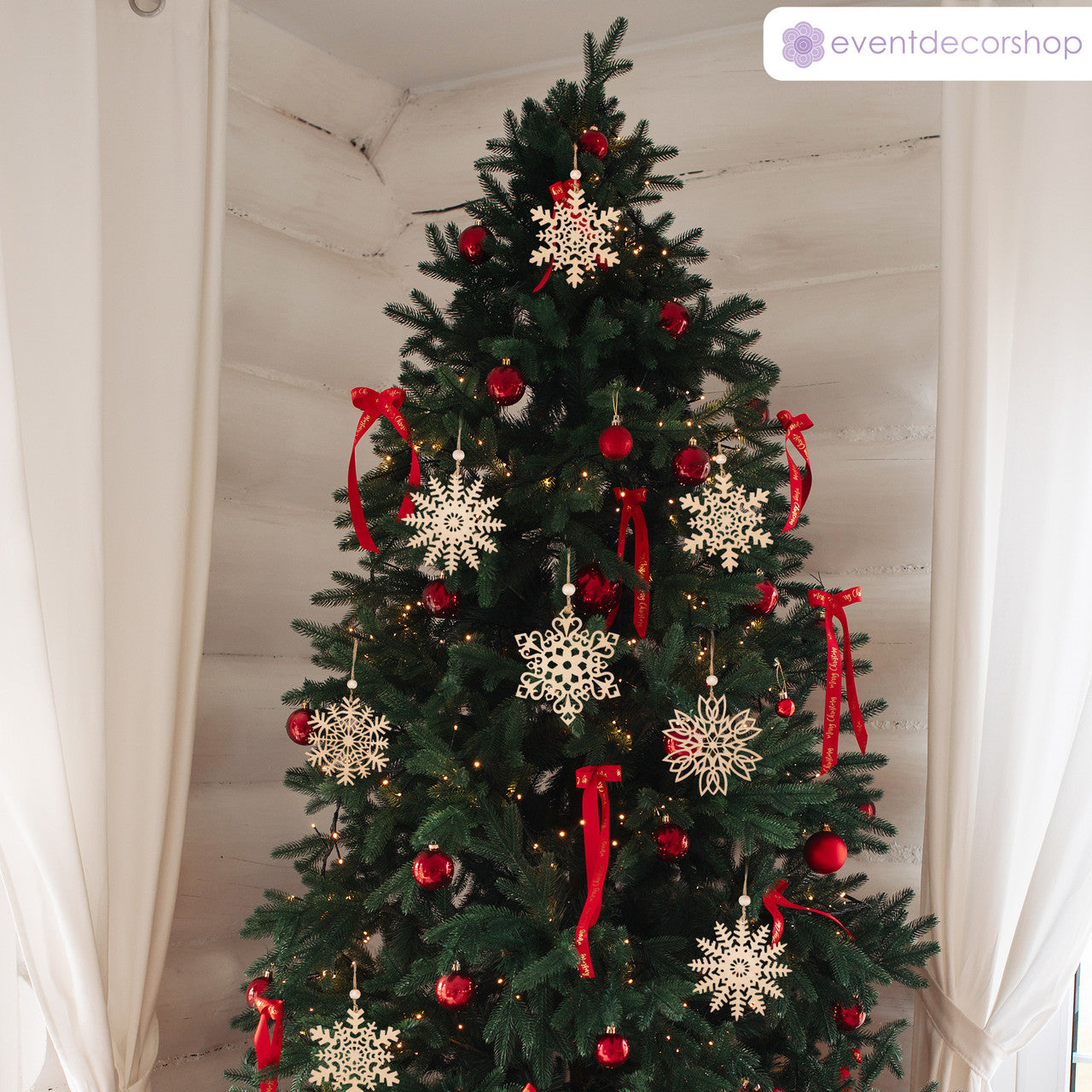 Wooden Snowflake Christmas Ornaments - 6 designs