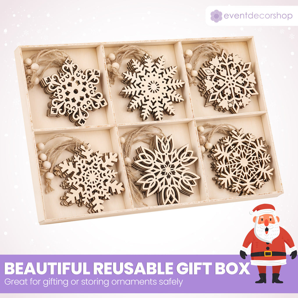 Wooden Snowflake Christmas Ornaments - 6 designs