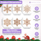 Laser Cut Wooden Snowflake Christmas Ornaments – 18-Piece