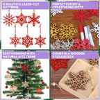 Laser Cut Wooden Snowflake Christmas Ornaments – 18-Piece