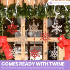 Laser Cut Wooden Snowflake Christmas Ornaments – 18-Piece