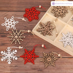 Laser Cut Wooden Snowflake Christmas Ornaments – 18-Piece