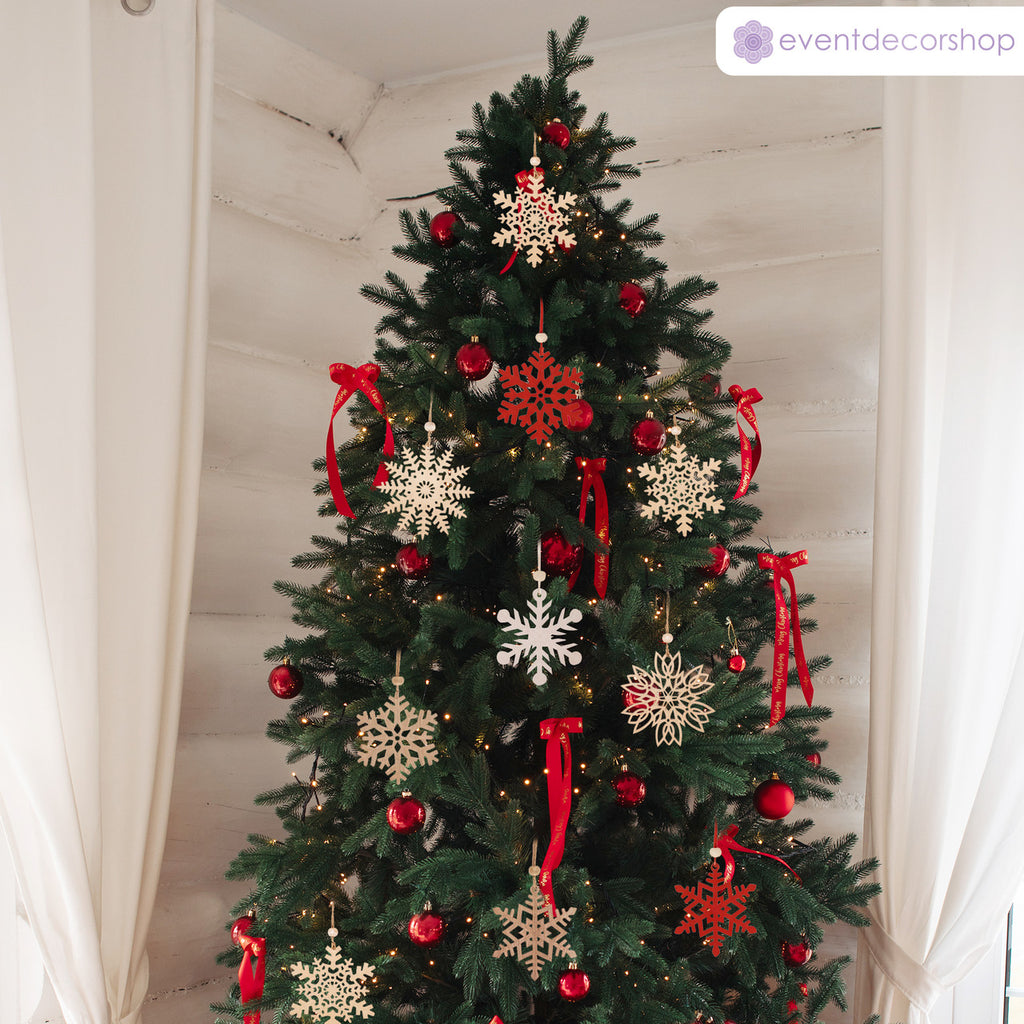 Laser Cut Wooden Snowflake Christmas Ornaments – 18-Piece