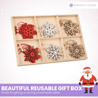 Laser Cut Wooden Snowflake Christmas Ornaments – 18-Piece