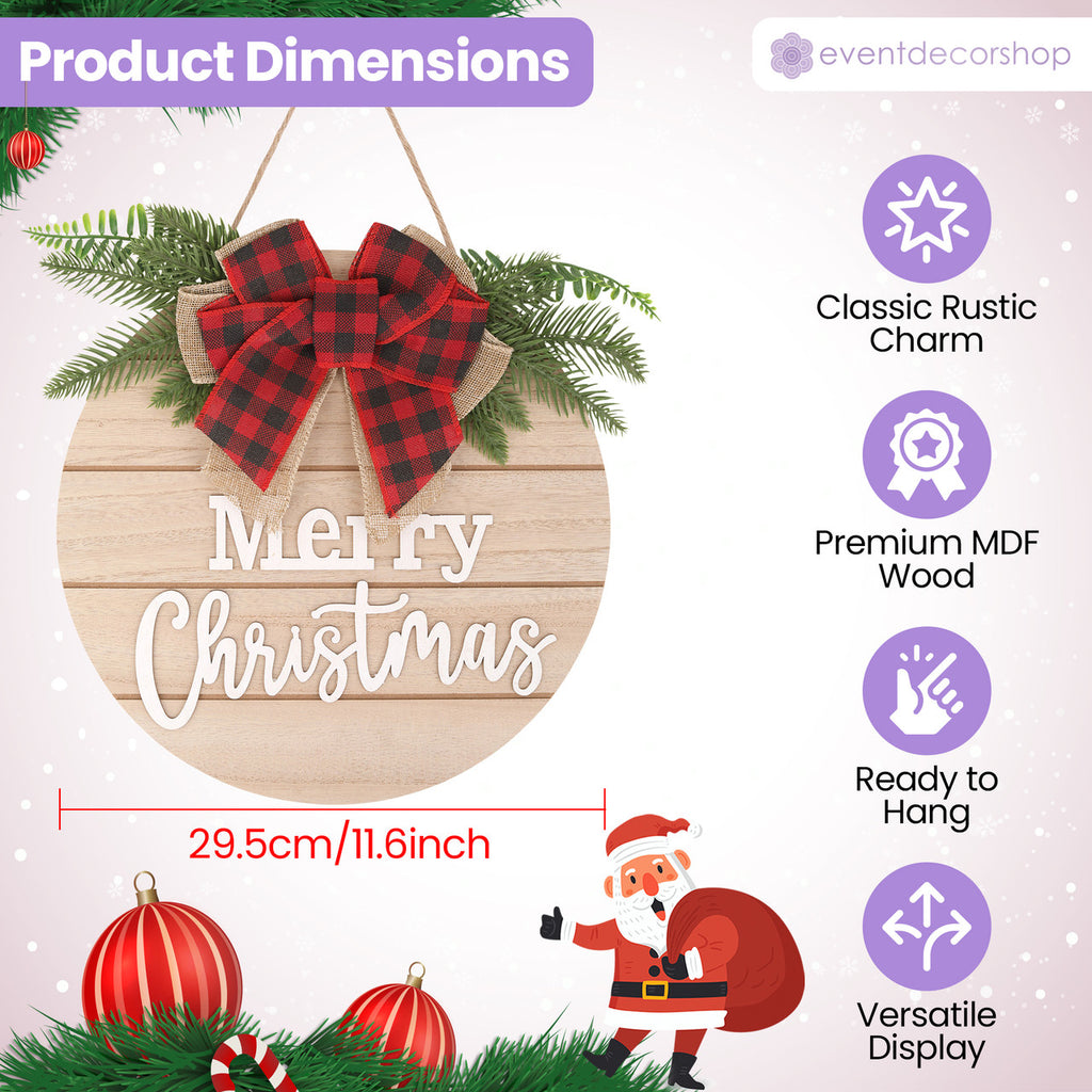 Merry Christmas Wooden Sign - Round