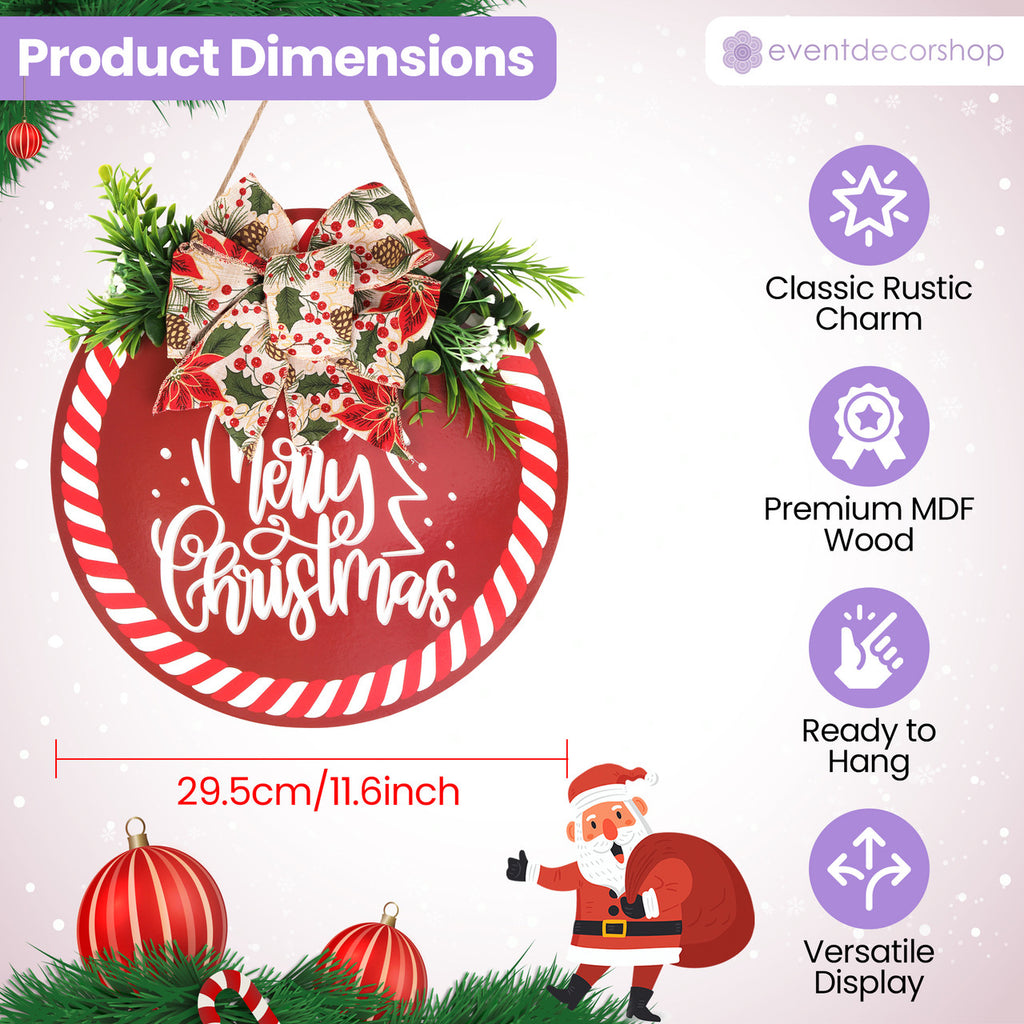 Merry Christmas Wooden Sign – Red & White