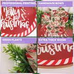Merry Christmas Wooden Sign – Red & White