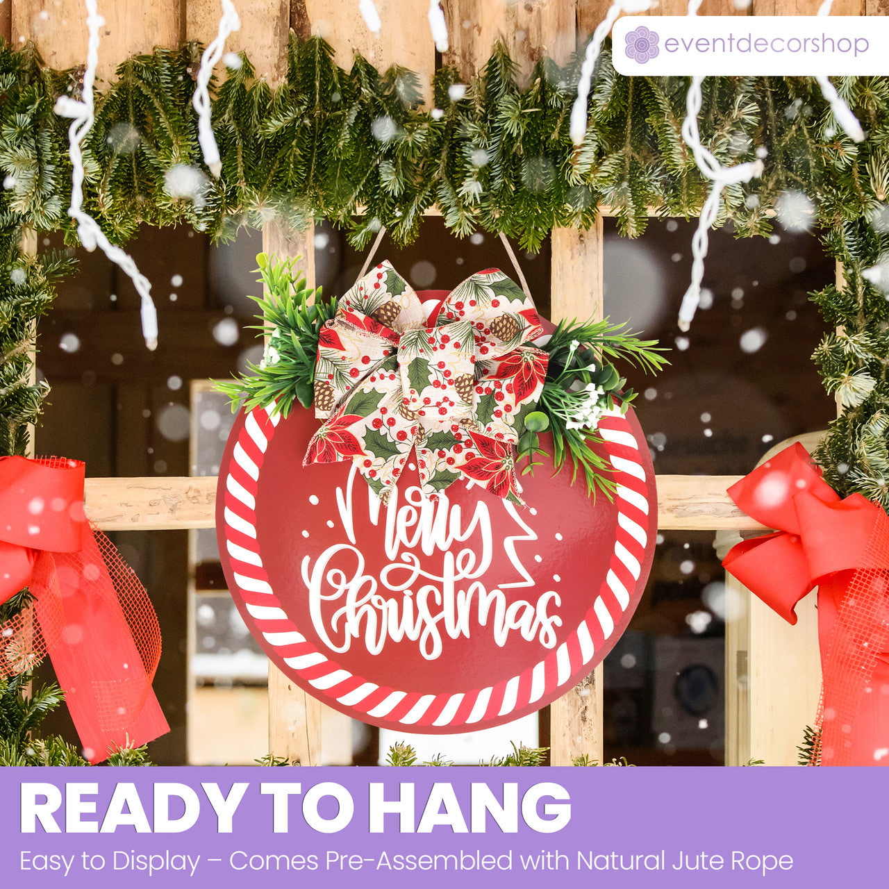 Merry Christmas Wooden Sign – Red & White