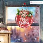 Merry Christmas Wooden Sign – Red & White