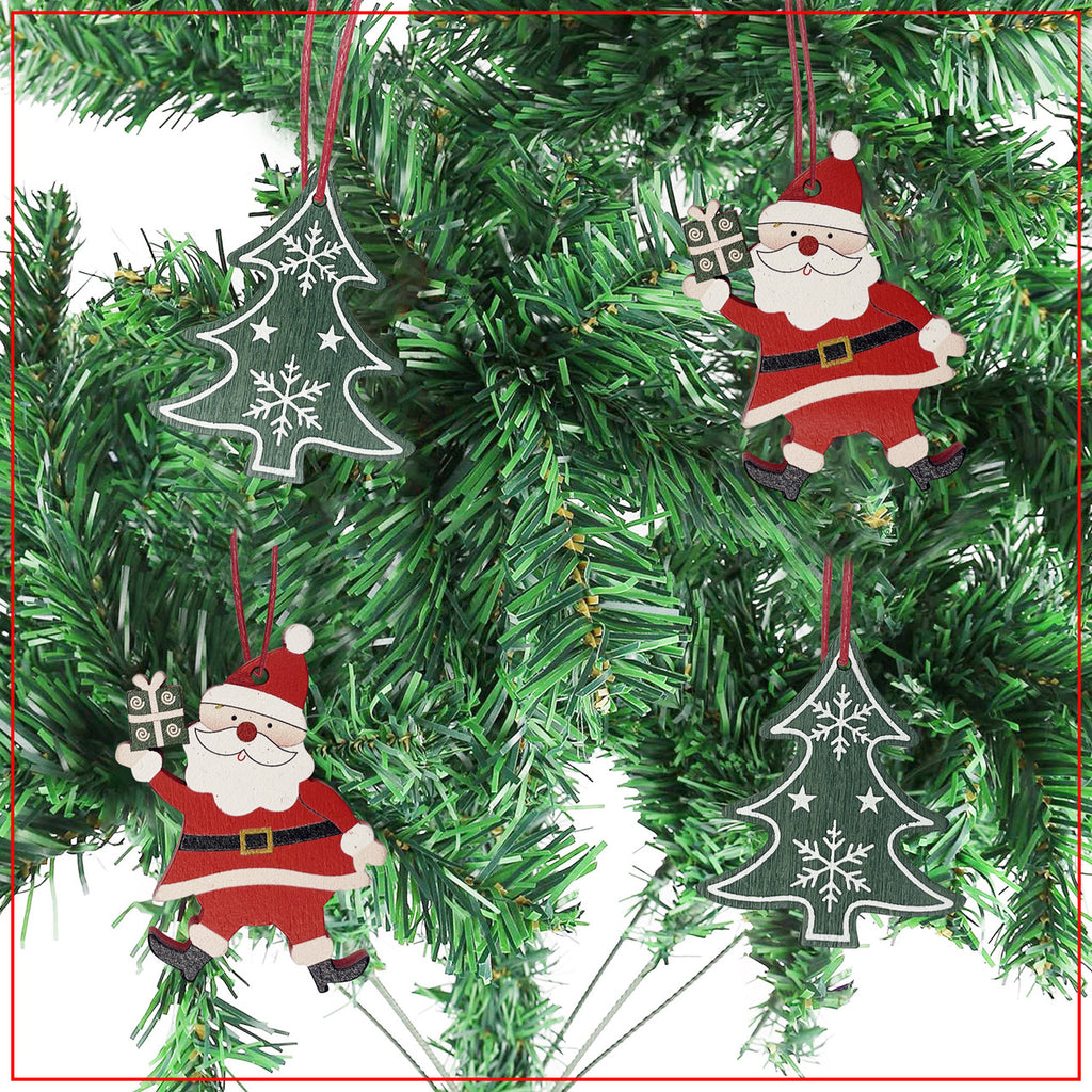 Wooden Christmas Ornaments – 8-Piece Set