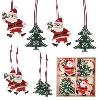 Wooden Christmas Ornaments – 8-Piece Set