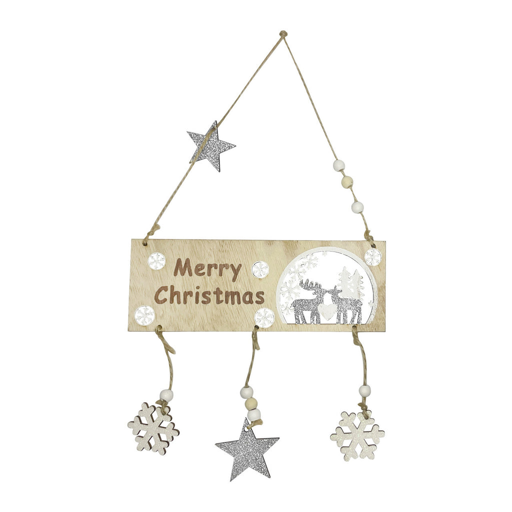 Christmas Hanging Sign - Silver Glitter Star