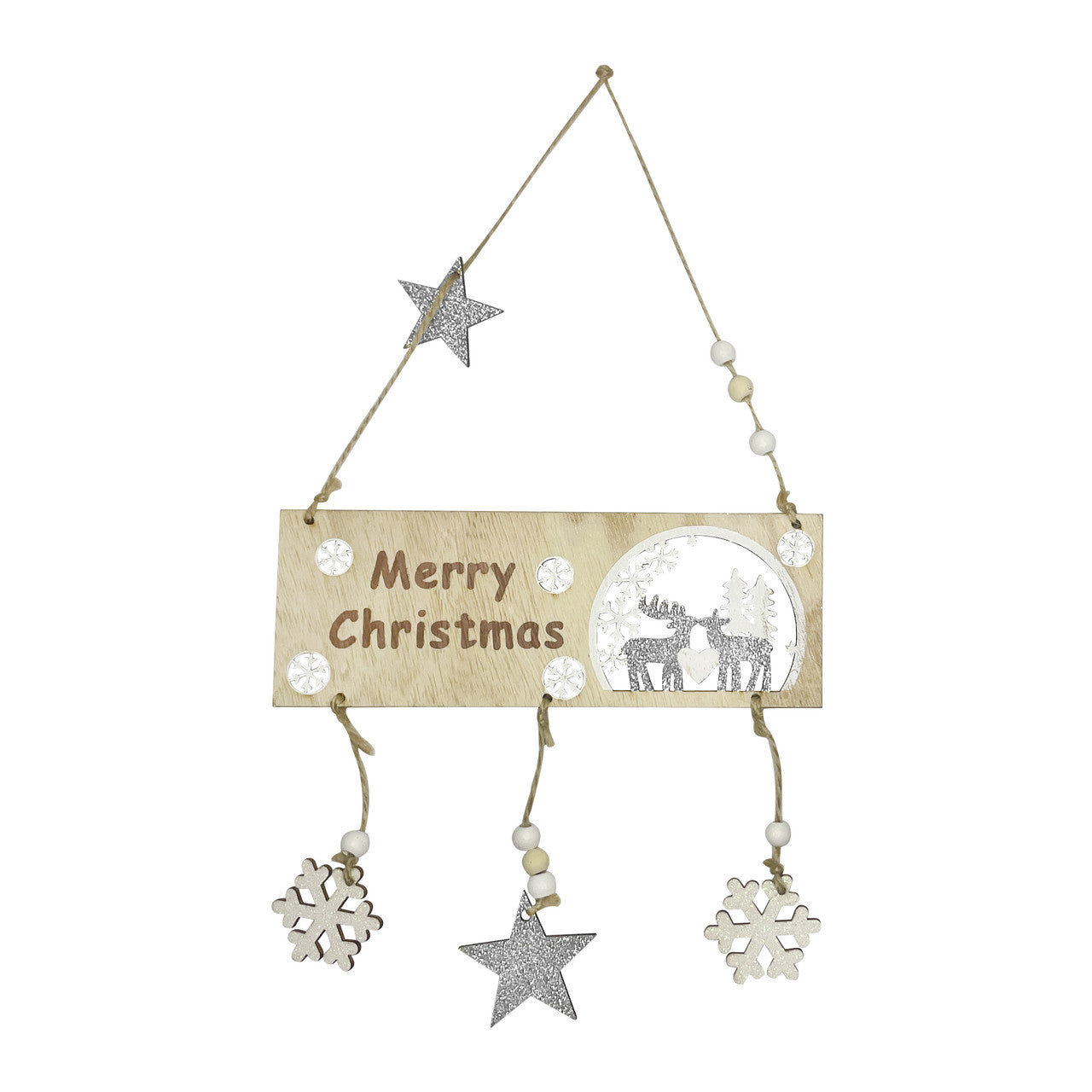 Christmas Hanging Sign - Silver Glitter Star