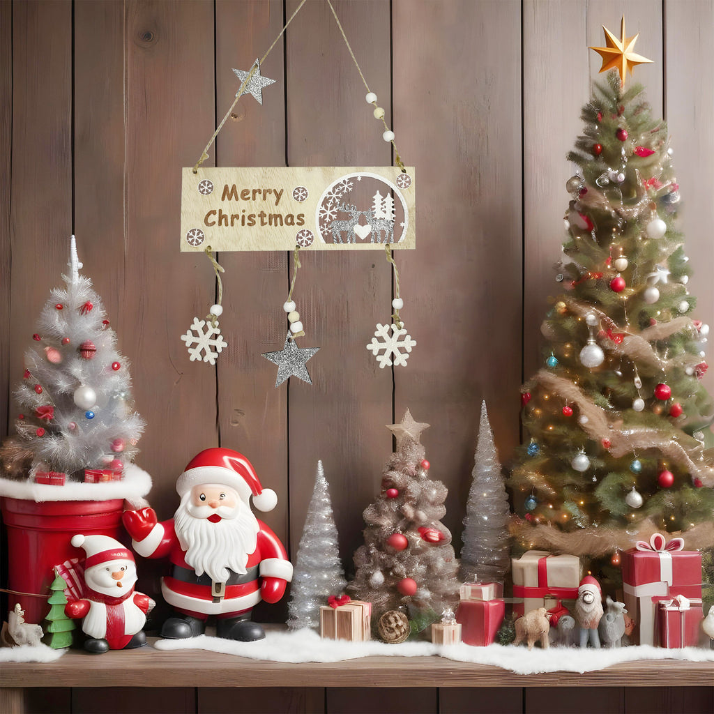 Christmas Hanging Sign - Silver Glitter Star