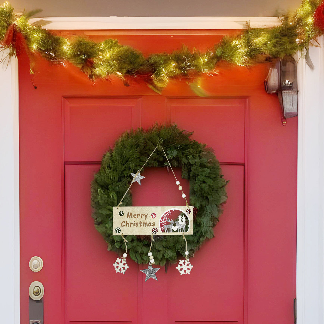 Christmas Hanging Sign - Silver Glitter Star