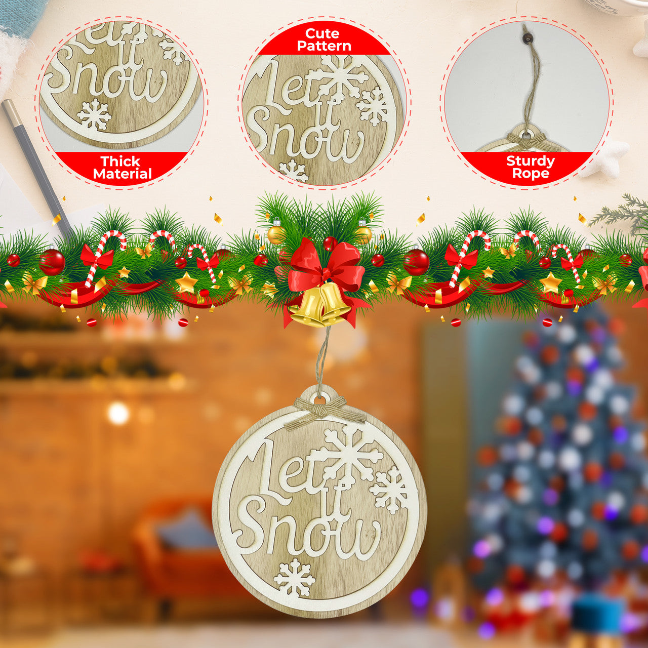 Christmas Hanging Sign - Let It Snow