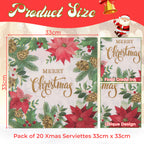 Christmas Themed Napkins (Pack of 20) - Green