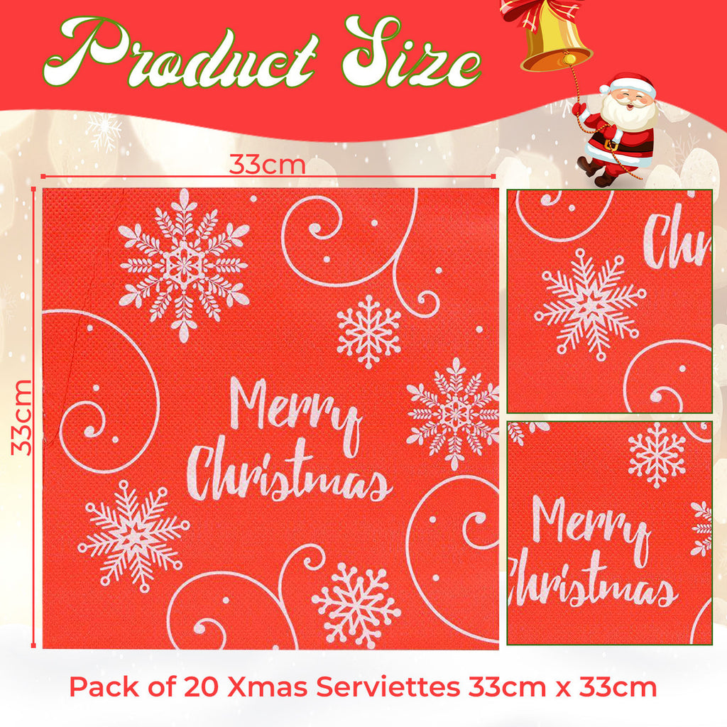 Christmas Themed Napkins (Pack of 20) - Red