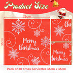 Christmas Themed Napkins (Pack of 20) - Red