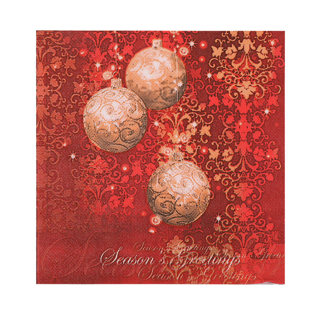 Christmas Paper Napkins (Pack of 20) - Red and Gold