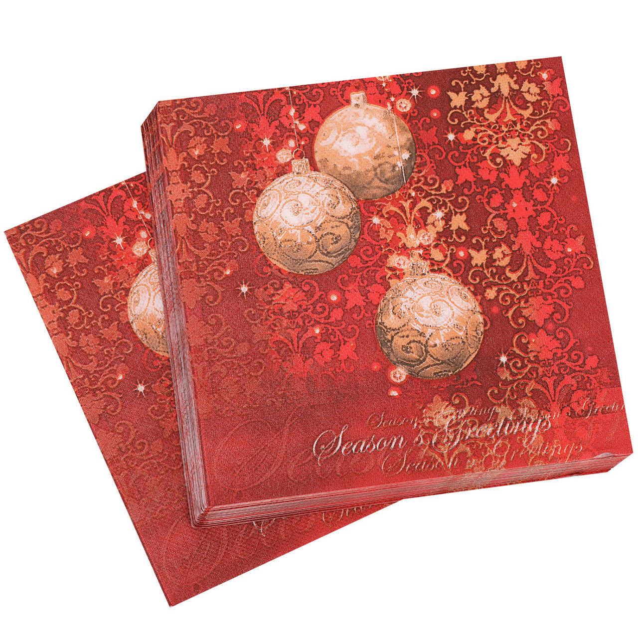 Christmas Paper Napkins (Pack of 20) - Red and Gold
