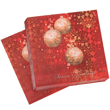 Christmas Paper Napkins (Pack of 20) - Red and Gold