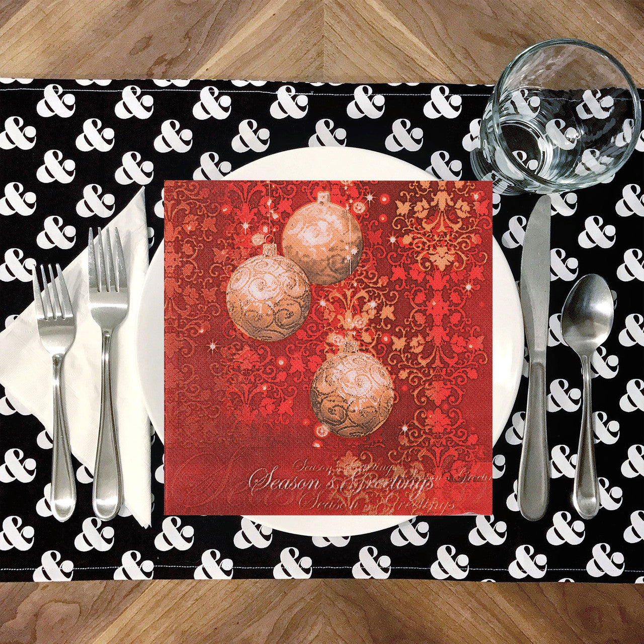 Christmas Paper Napkins (Pack of 20) - Red and Gold