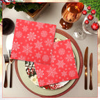 Christmas Snowflake Printed Napkins (Pack of 20) - Red