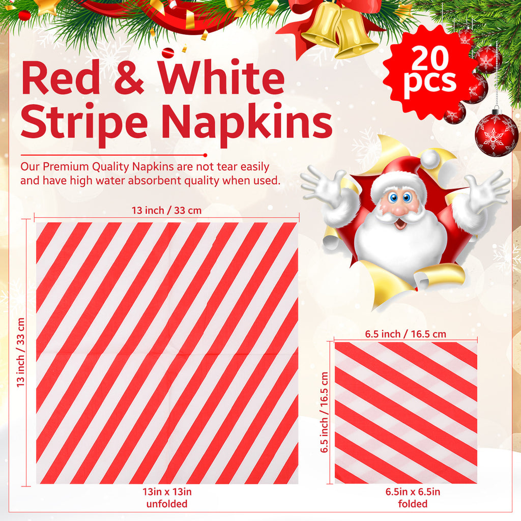 Red and White Striped Napkins (Pack of 20)